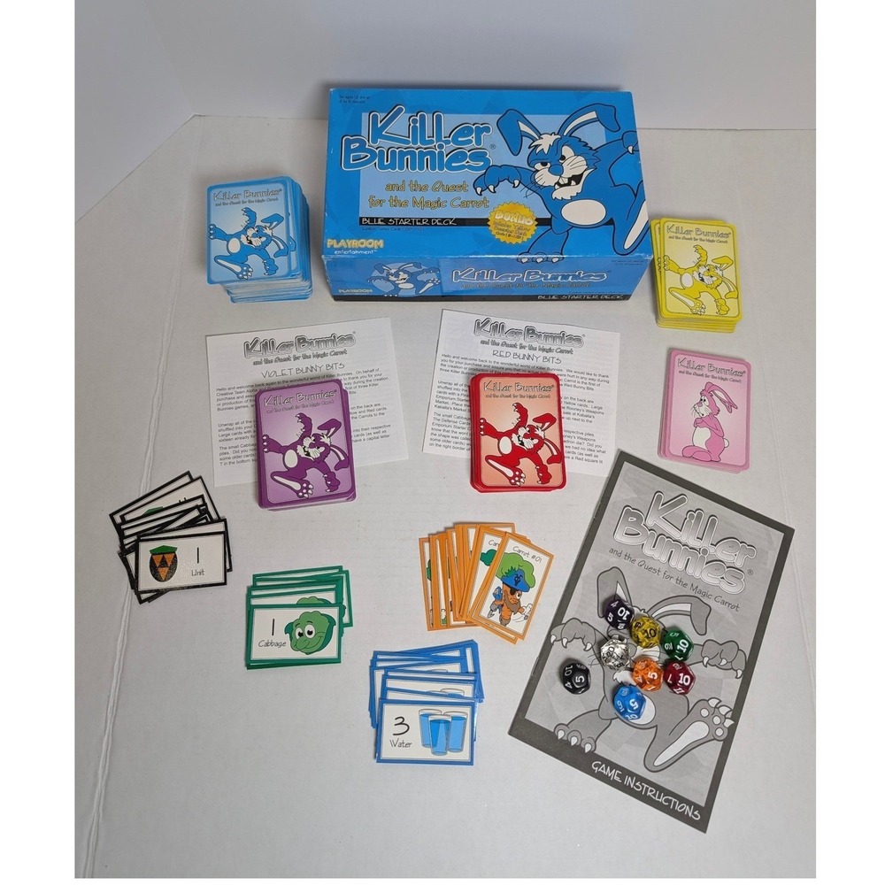 Killer Bunnies Quest for the Magic Carrot Blue Starter Deck + Boosters Exp Lot
